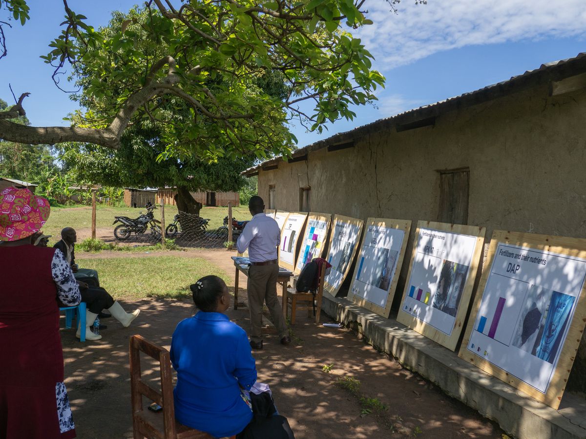 Demonstration boards displayed outdoors